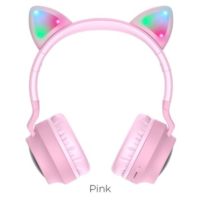 Słuchawki bluetooth nauszne W27 CAT EAR różowe