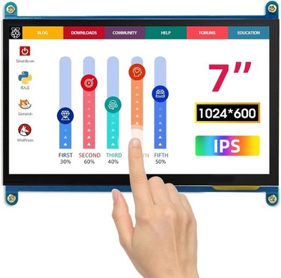 Raspberry pi 4, 7-calowy monitor dotykowy 1024x600 pojemnościowy HDMI