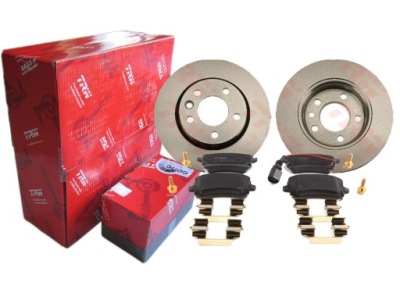 Гальмівні диски + гальмівні колодки trw задня vw transporter t5 v фото №1
