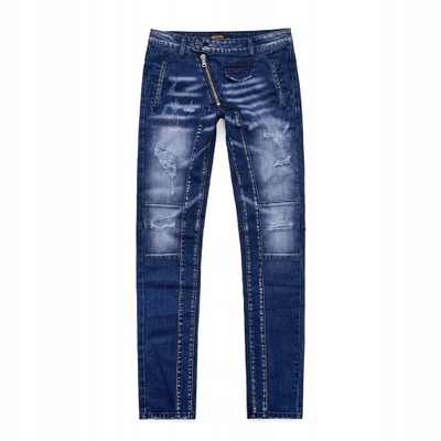 Granatowe męskie jeansy spodnie jeansowe dżinsy 30