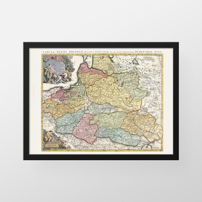 Stara mapa - Polska - Bourgogne ok.1660 - 30x21 A4