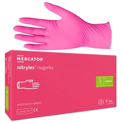 Rękawiczki Jednorazowe Nitrylowe S Mercator NITRYLEX MAGENTA Różowe 100sz S