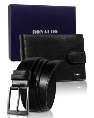 Portfel Produkt męski Ronaldo skóra naturalna czarny N992L-NYC-RON+BOM-P2-120-ZESTAW