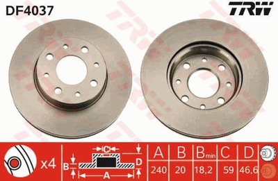 КОМПЛЕКТ ТОРМОЗНИЙ ДИСК ШАЛЬМІВНИХ ПЕРЕД ALFA 145/146 1,4-1,7/1,9 TD 94-01