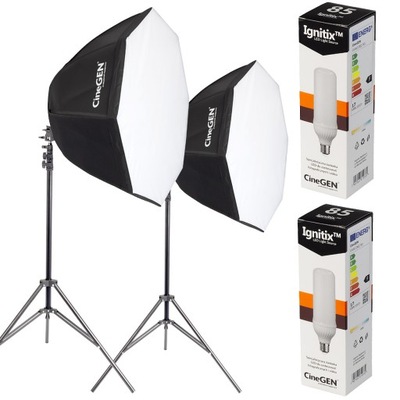 KOMPLET 2 LAMP SOFTBOX octa 90cm 85W LED