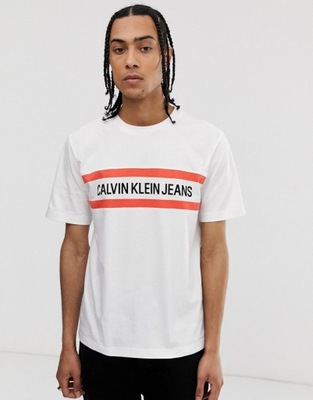 CALVIN KLEIN JEANS T-SHIRT MĘSKI BIAŁY LOGO L 1RRE