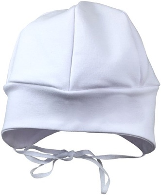 CZAPECZKA wiązana biała bawełniana czapka 62 cm 2m