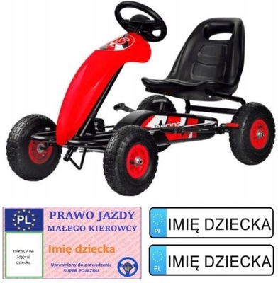 Wielki SPORTOWY GOKART na pedała POMPOWANE koła