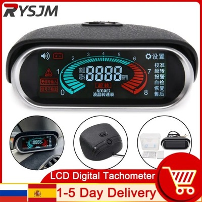 RU CAR GAUGE TACHOMETER DIGITAL LCD 12V GAUGE 9999 RPM METER MOTORCY~74923