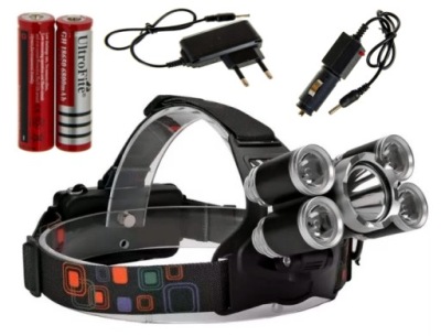 LATARKA CZOŁOWA 5 LED AKU ŚWIATŁO OSTRZEGAWCZE Z TYŁU