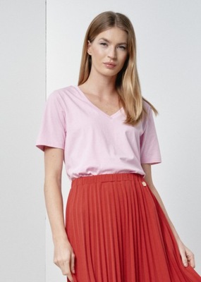OCHNIK Różowy t-shirt damski basic TSHDT-0120-34 L