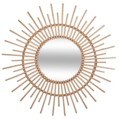 Wiklinowe lustro ścienne Słońce 76 cm W naturalnym kolorze, nowoczesny kszt