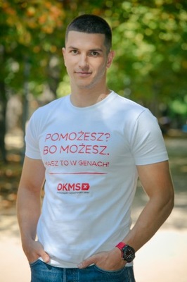 Koszulka męska "Pomożesz bo możesz" DKMS r. XXL biała (2621)
