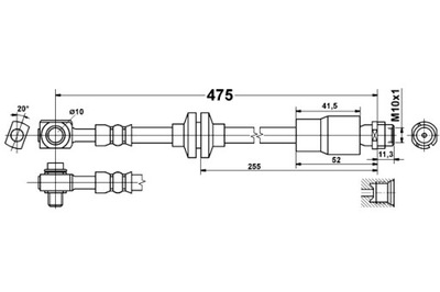 ATE ПАТРУБОК ТОРМОЗНОЙ ПЕРЕД L DŁ 475MM ŚR 10MM M10X1 M10X1 CHEVROLET