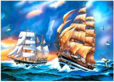 Haft Diamentowy 5D Mozaika PŁYNĄCE STATKI PO MORZU