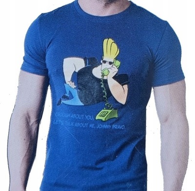 KOSZULKA MĘSKA Johnny Bravo Niebieska T-Shirt Cartoon Network r. XL