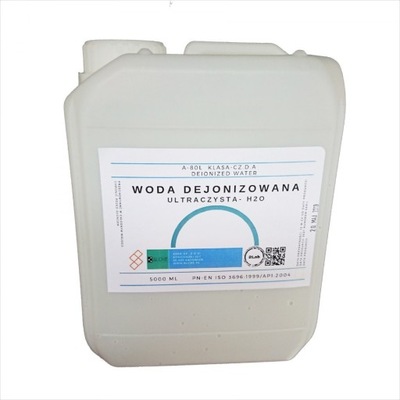 Woda dejonizowana. Ultraczysta. 5000 ml.