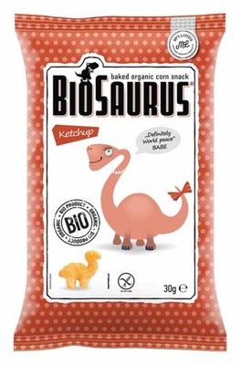 Chrupki kukurydziane Dinozaury o smaku ketchupowym 30g BIOSAURUS