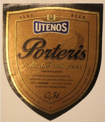 ETYKIETA - UTENOS Porteris - ALUS BEER