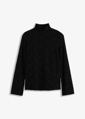 BPC SHIRT KORONKOWY Z DŁUGIM RĘKAWEM I STÓJKĄ 36/38