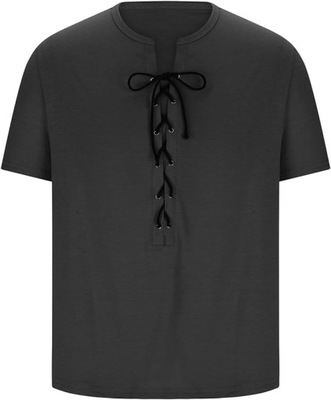 Czarna koszulka z krótkim rękawem wiązanie XXL