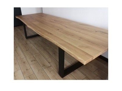 Stół do Kuchni Industrialny z Grubym Drewnianym Blatem 240 x 90