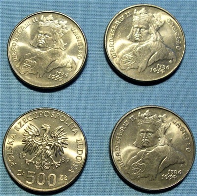 500 złotych 1989 w. Jagiełło st menniczy mennicza