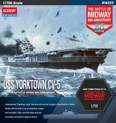 Academy USS Yorktown CV-5 Battle of Midway 1:700