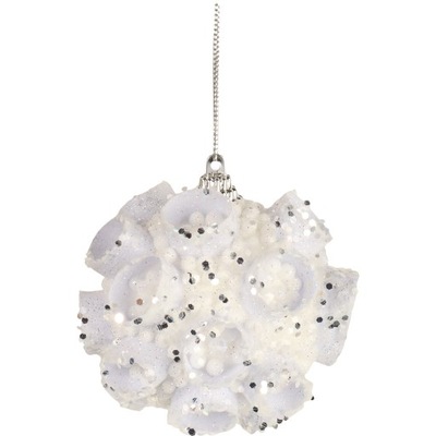 BOMBKA CHOINKOWA biała ze srebrnym brokatem Goliat