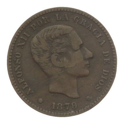 [M11029] Hiszpania 5 centimos 1879