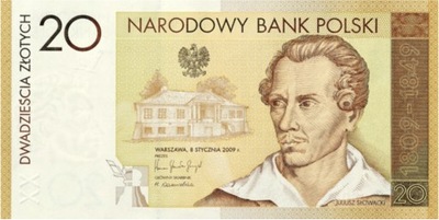 20 zł - banknot - Juliusz Słowacki - 2009 + folder