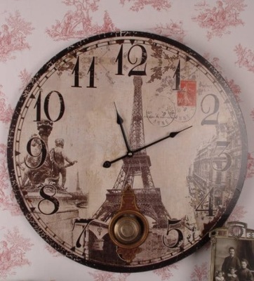 Zegar Ścienny Z Motywem Wieży Eiffla Vintage