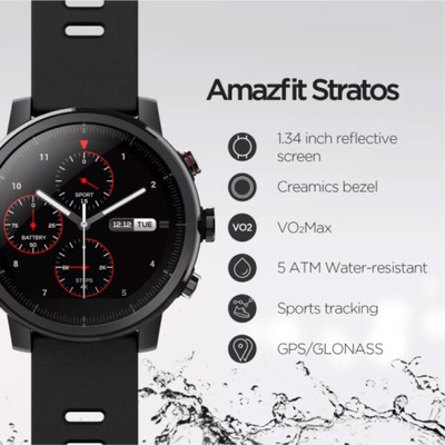 AMAZFIT STRATOS BLACK COLOR WAWA SKLEP VAT 23%