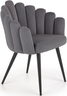 Krzesło tapicerowane velvet K410 popiel, czarna metalowa podstawa