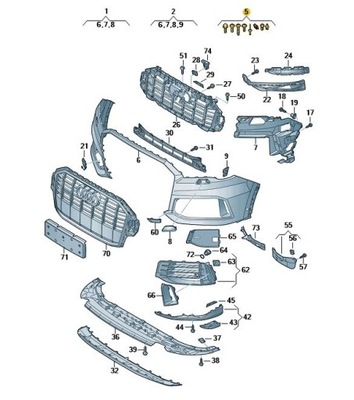 Набор элементов крепёжных бампер перед audi q7 фото №1