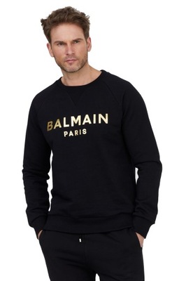 BALMAIN - Czarna bluza męska ze złotym logo 2XL