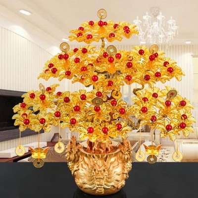 Przynieś złote szczęście DIY drzewko pieniędzy Feng Shui figurka bogactwo i szczęście Bonsai