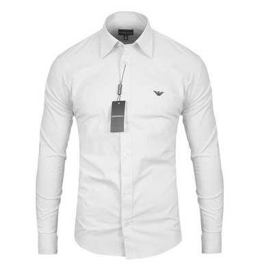 KOSZULA EMPORIO ARMANI SLIM FIT DOPASOWANA GŁADKA BIAŁA