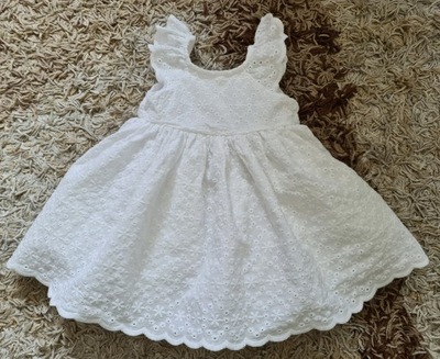 Mothercare biała haftowana sukienka 62
