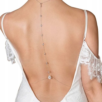 Ślubny naszyjnik z kryształkami na plecach