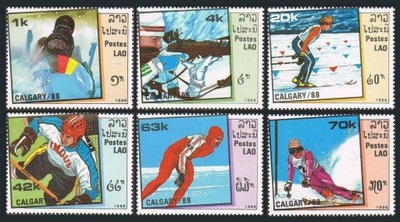 Laos 1988 Znaczki 1060-5 ** sport igrzyska olimpijskie Olimpiada narty