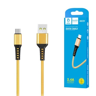 KABEL USB WZMACNIANY MICRO DENMEN ZŁOTY