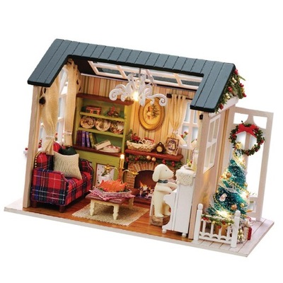 Miniaturowy domek dla lalek DIY z zestawem mebli i