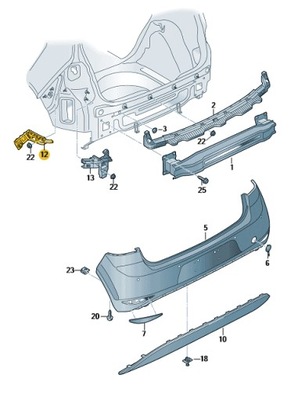 VW SPORTSVAN БАШМАК БАМПЕРА ЛЕВЫЙ ЗАД 510807393C