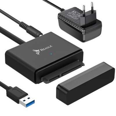 Adapter na dysk USB 3.1 Reagle SATA 3,5" 2,5" HDD SSD do 12TB Zasilacz 24W