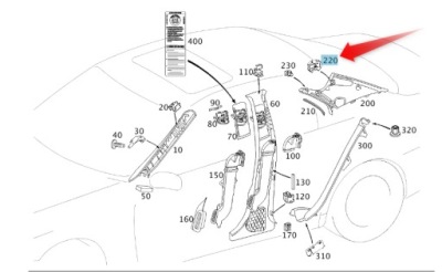 Пряжка стійка задня mercedes a0119888378 фото №1
