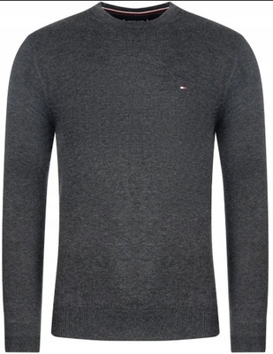 Sweter Tommy Hilfiger klasyk C-neck szary r. XXL