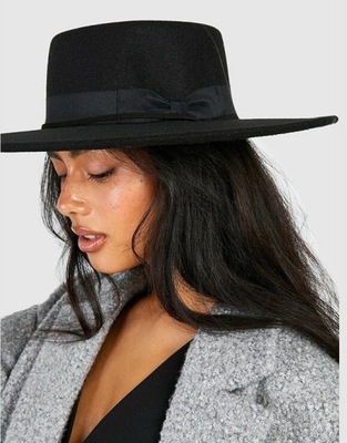 BOOHOO CZARNY KAPELUSZ FEDORA 87G NG2__57