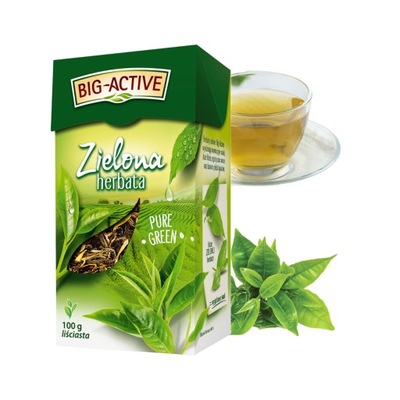 BIG-ACTIVE herbata ZIELONA PURE GREEN liściasta 100G