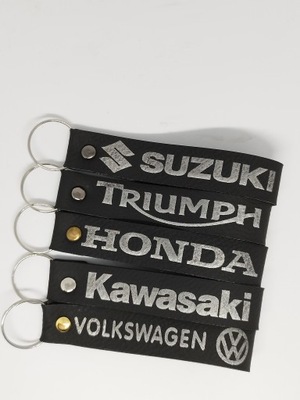 KEYRING LEATHER WLASNY PATTERN LOGO NAZWA KAWASAKI HONDA YAMAHA SUZUKI BMW VW  